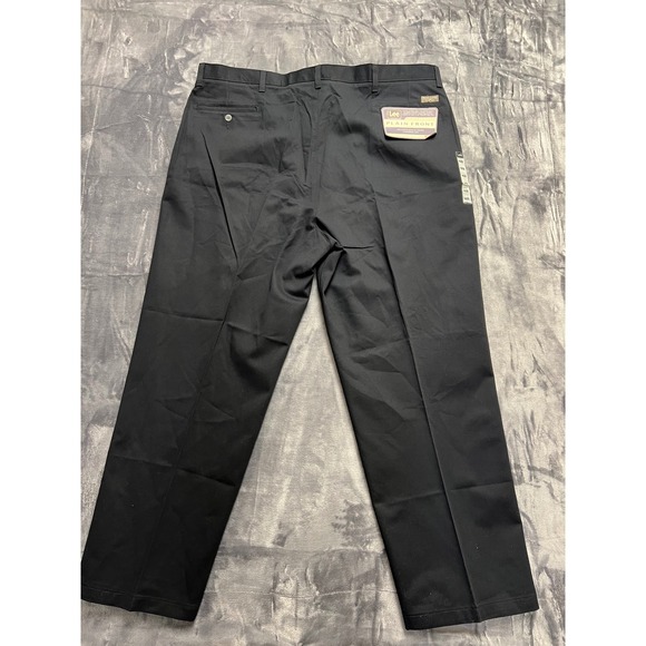 NEW Lee Mens 46/30 Plain Front Chino Pants Black Cotton Office Wear Business - Picture 2 of 11
